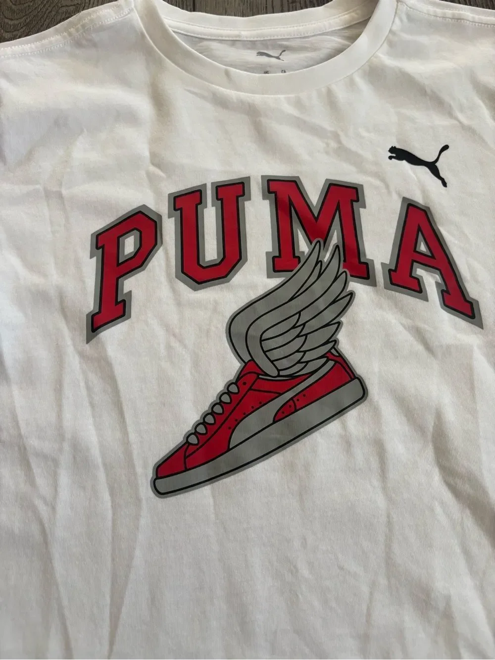 Puma White Tee with Red Graphic Sneaker
